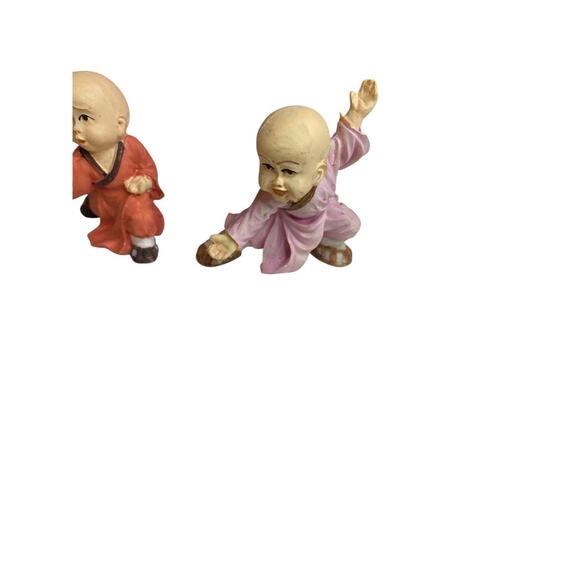 Vintage Set of 4 Baby Monk Resin Figurines Happiness 2.5" - Picture 5 of 9